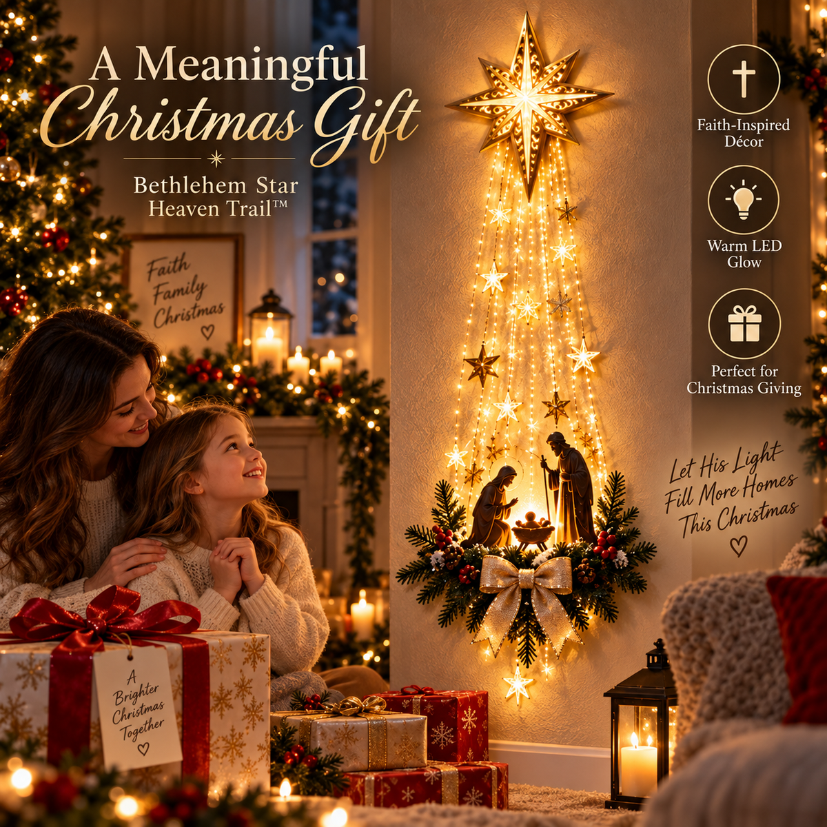 ✨Last Day 50% OFF✨✝️ Bethlehem Star™ – Lighted Nativity Wall Decor