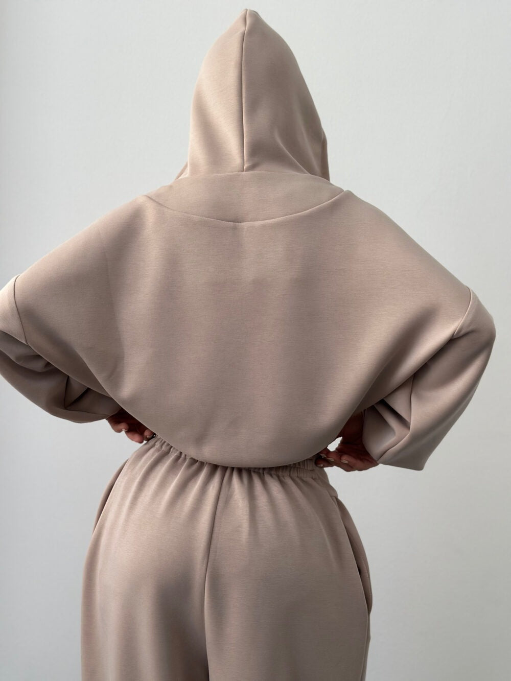 Women’s V-Neck Cropped Hoodie & Wide Leg Pants 2-Piece Set