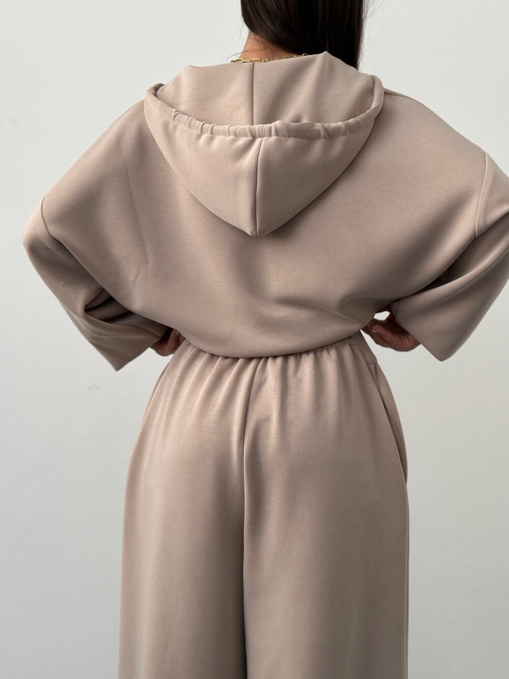 Women’s V-Neck Cropped Hoodie & Wide Leg Pants 2-Piece Set