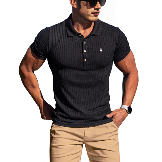 Men's Ribbed Knit Polo Shirt