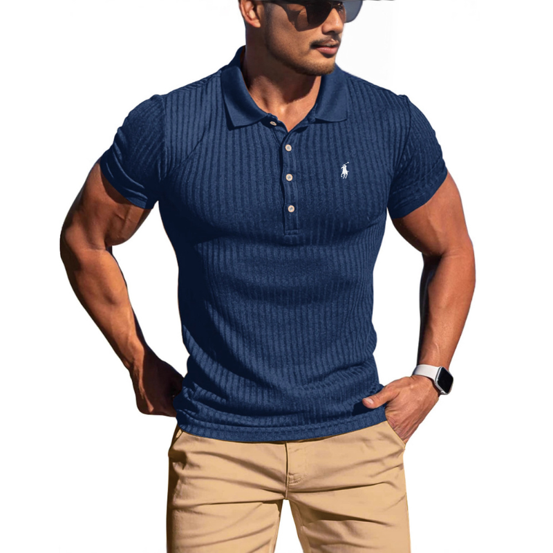 Men's Ribbed Knit Polo Shirt