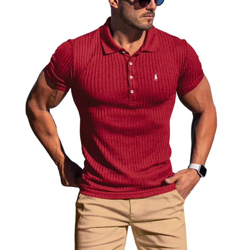 Men's Ribbed Knit Polo Shirt
