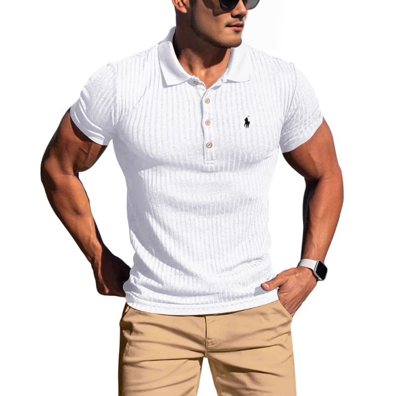 Men's Ribbed Knit Polo Shirt