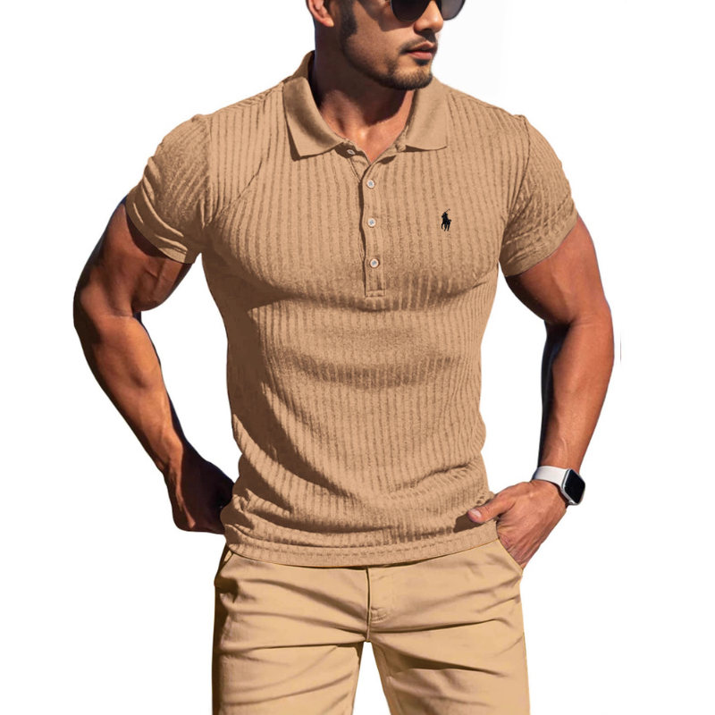 Men's Ribbed Knit Polo Shirt