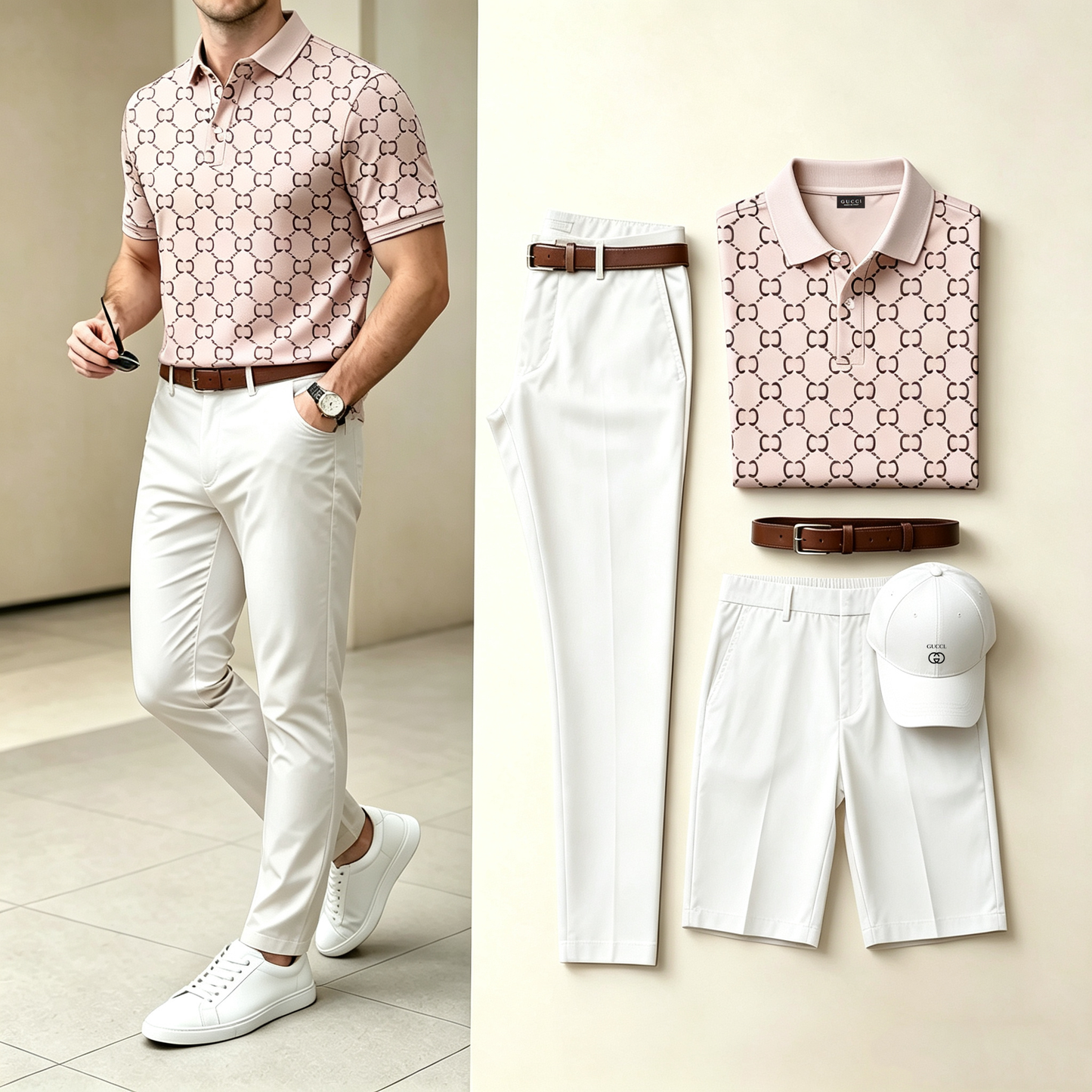 MEN'S 4-IN-1 BUSINESS CASUAL OUTFIT SET |POLO + PANTS + SHORTS + HAT