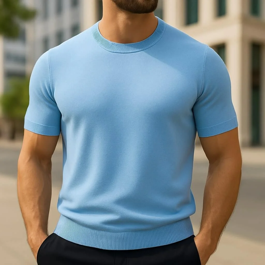 Men's Cashmere Blend Short‑Sleeve Knit T‑Shirt