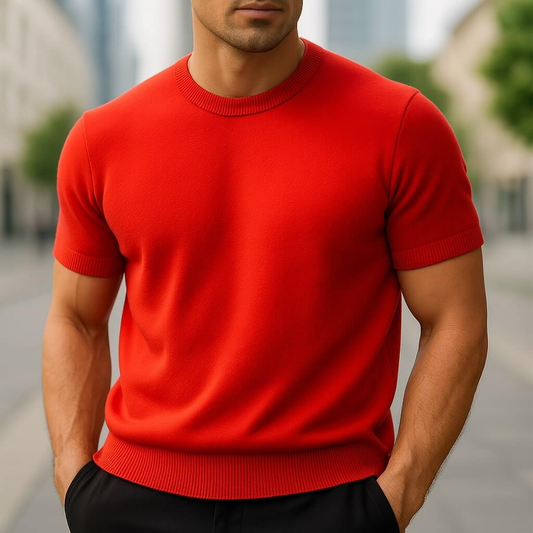 Men's Cashmere Blend Short‑Sleeve Knit T‑Shirt