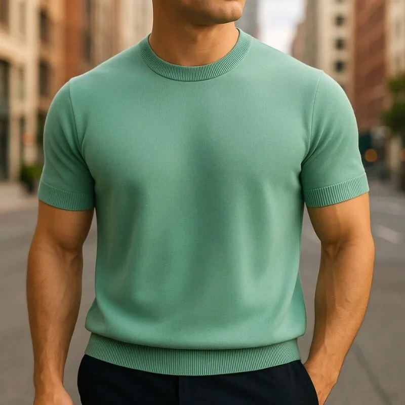 Men's Cashmere Blend Short‑Sleeve Knit T‑Shirt