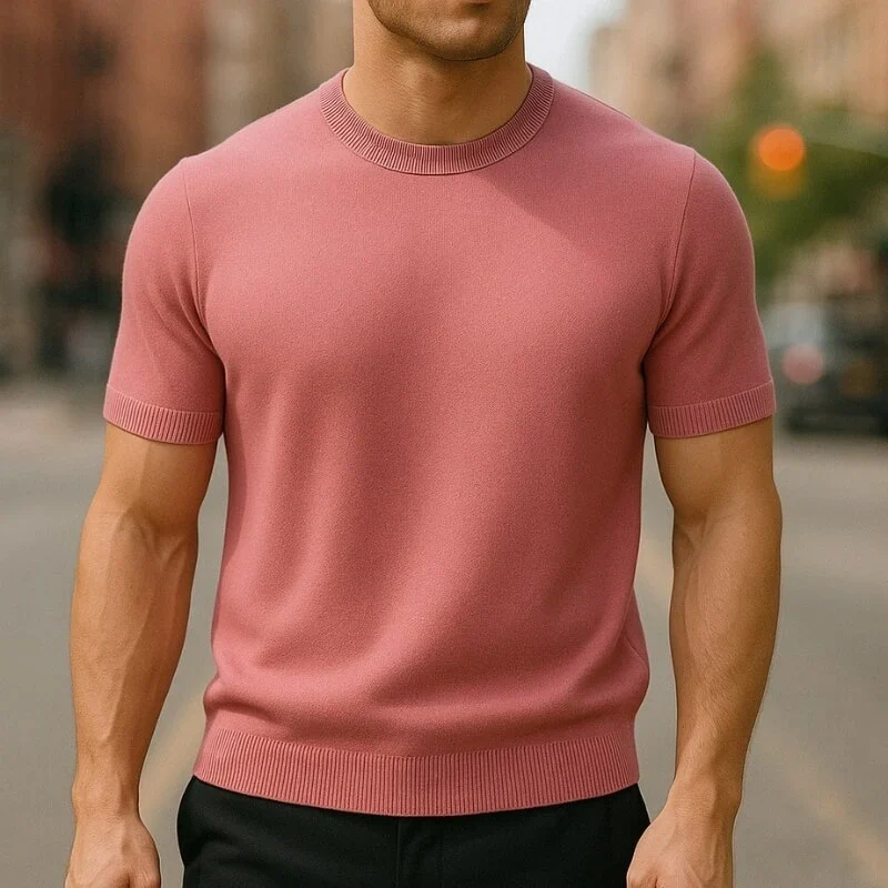 Men's Cashmere Blend Short‑Sleeve Knit T‑Shirt