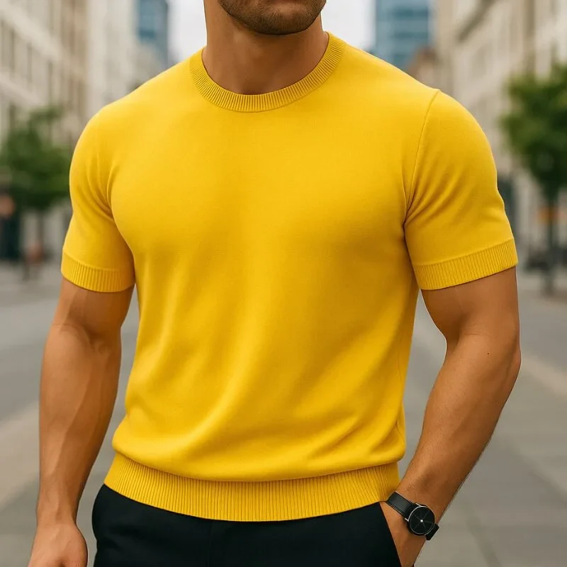 Men's Cashmere Blend Short‑Sleeve Knit T‑Shirt