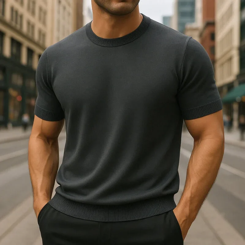 Men's Cashmere Blend Short‑Sleeve Knit T‑Shirt