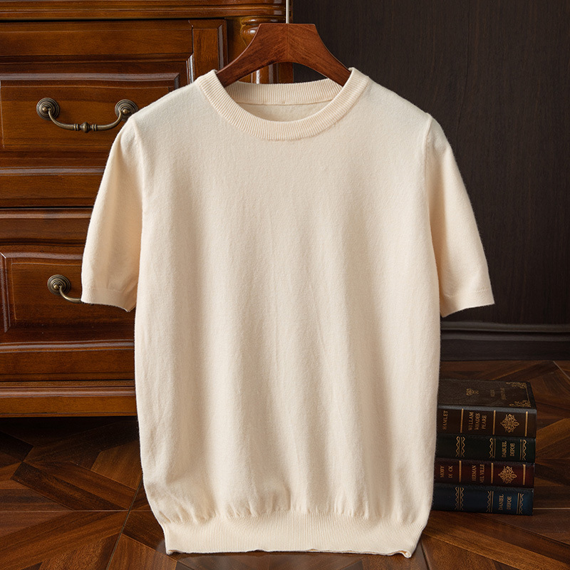 Men's Cashmere Blend Short‑Sleeve Knit T‑Shirt