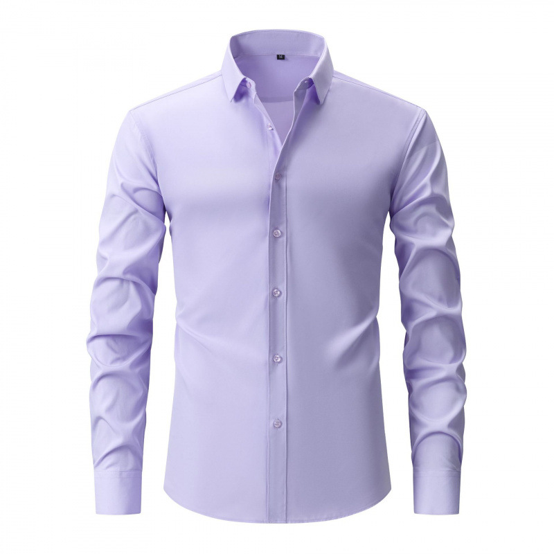 Men's Slim Fit High Stretch Long‑Sleeve Dress Shirt