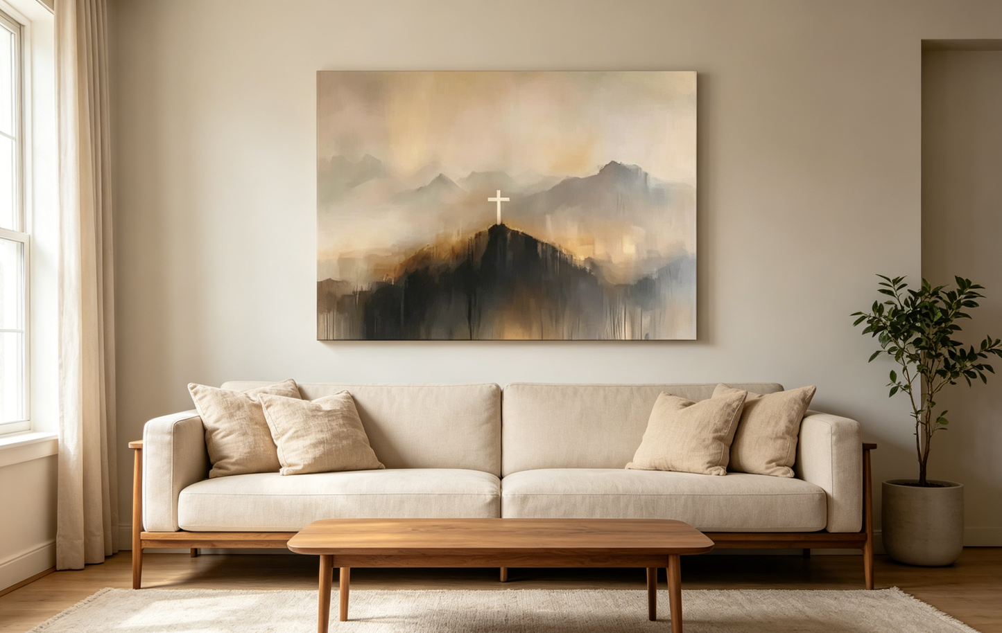 Mountain Cross Faith Canvas Wall Art