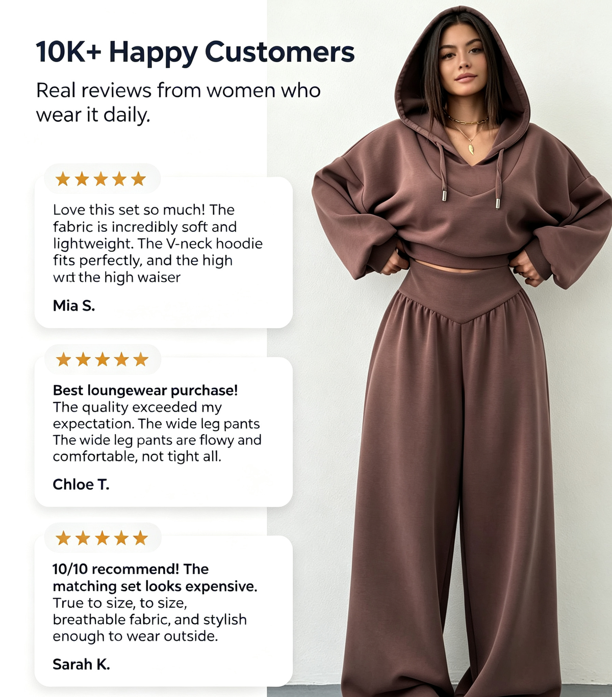 Women’s V-Neck Cropped Hoodie & Wide Leg Pants 2-Piece Set