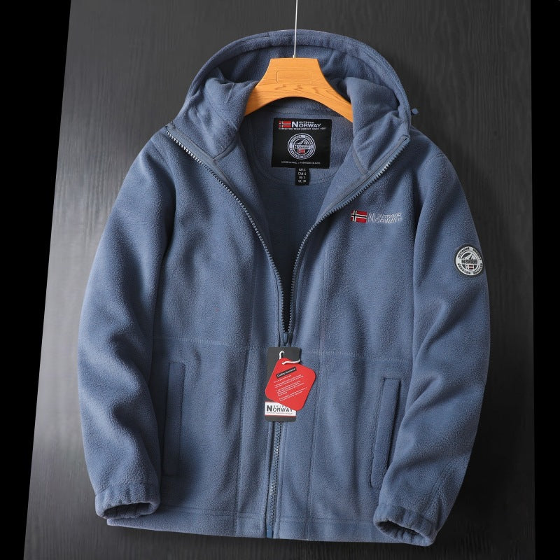 Double-Layer Wool Warm Hooded Coat