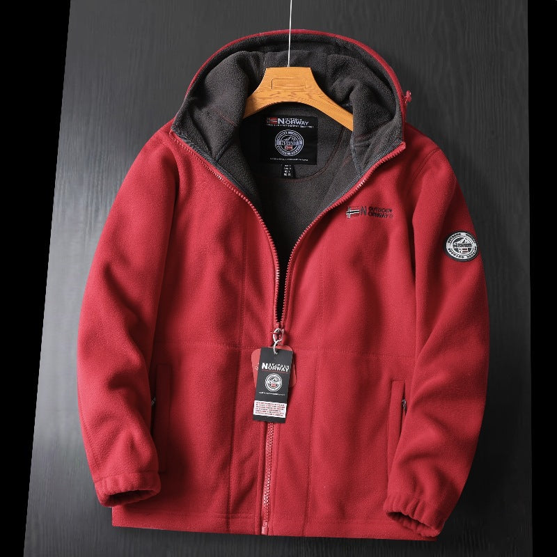 Double-Layer Wool Warm Hooded Coat