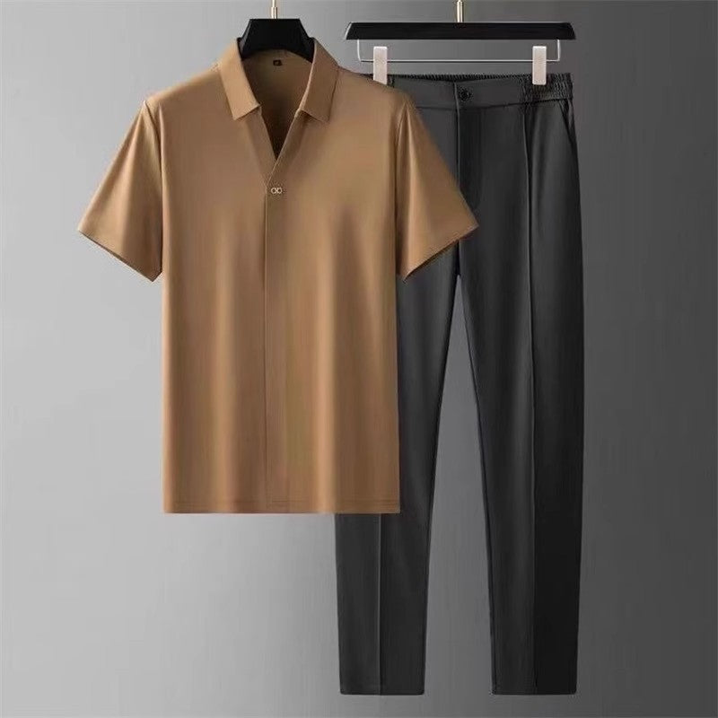 Men's Seamless Ice Silk 2-Piece Set