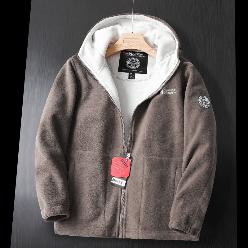 Double-Layer Wool Warm Hooded Coat