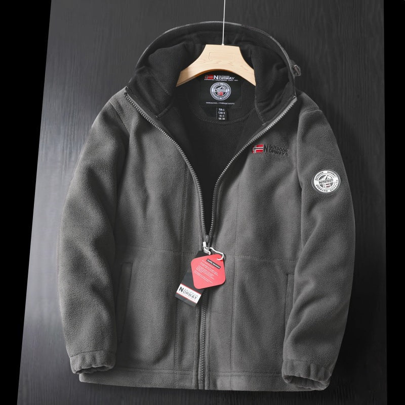 Double-Layer Wool Warm Hooded Coat