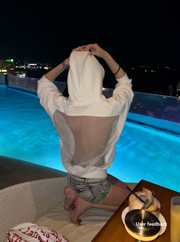 Women's Backless Mesh Hoodie - Breathable & Stylish