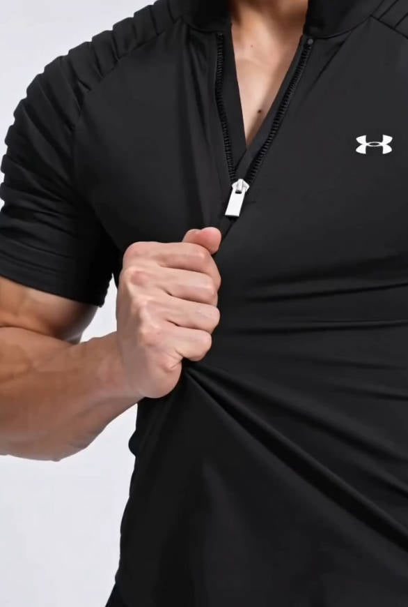 Men's zip-up polo shirt