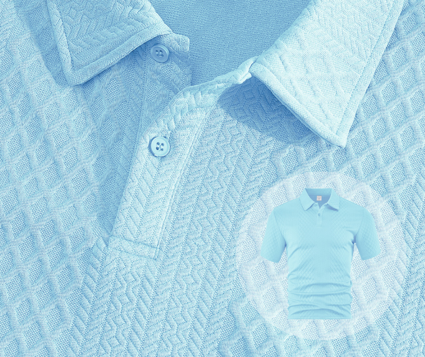 Men's Lightweight Textured Polo 2 Piece Set