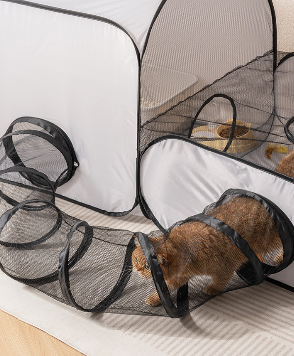 3-in-1 Foldable Pet Playpen with Tunnel