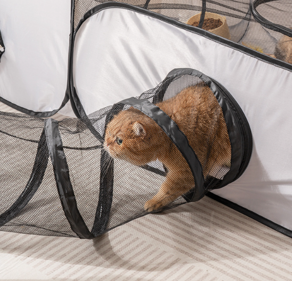3-in-1 Foldable Pet Playpen with Tunnel