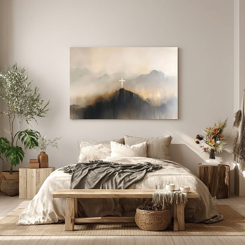 Mountain Cross Faith Canvas Wall Art