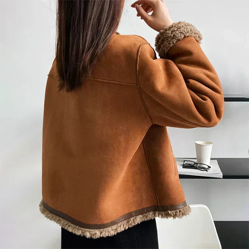 Women's Genuine Sheepskin Jacket - Warm Faux Fur Lined & Slim Fit
