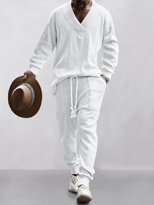 🔥Men's Athletic Jacquard Knit Tracksuit Set