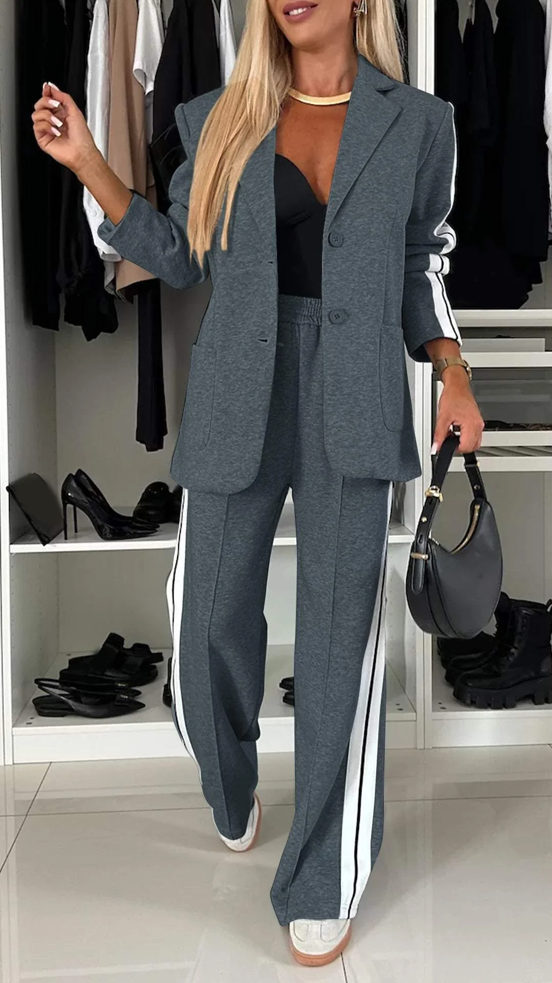Classic Lapel Long Sleeve Suit Set