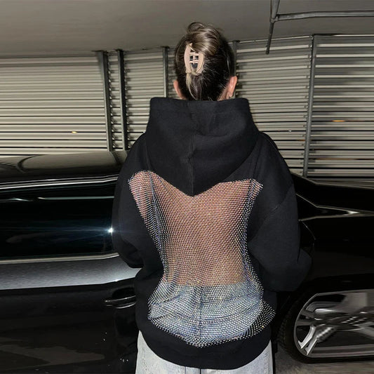 Women's Backless Mesh Hoodie - Breathable & Stylish