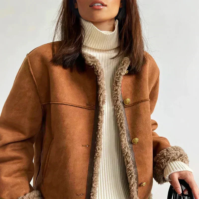 Women's Genuine Sheepskin Jacket - Warm Faux Fur Lined & Slim Fit