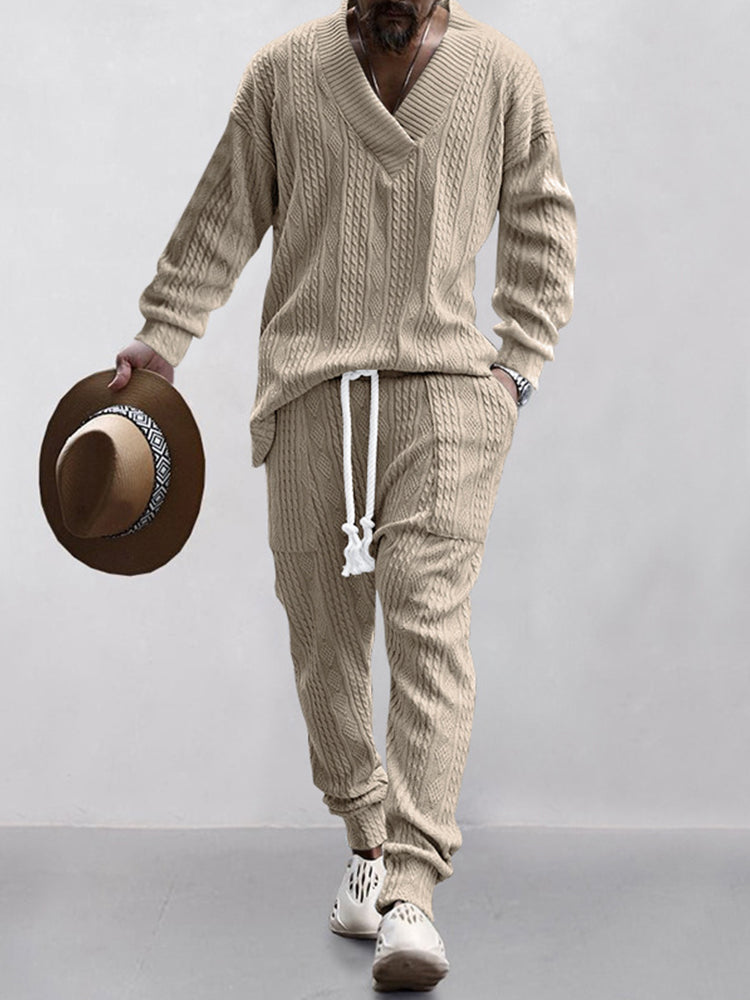 🔥Men's Athletic Jacquard Knit Tracksuit Set