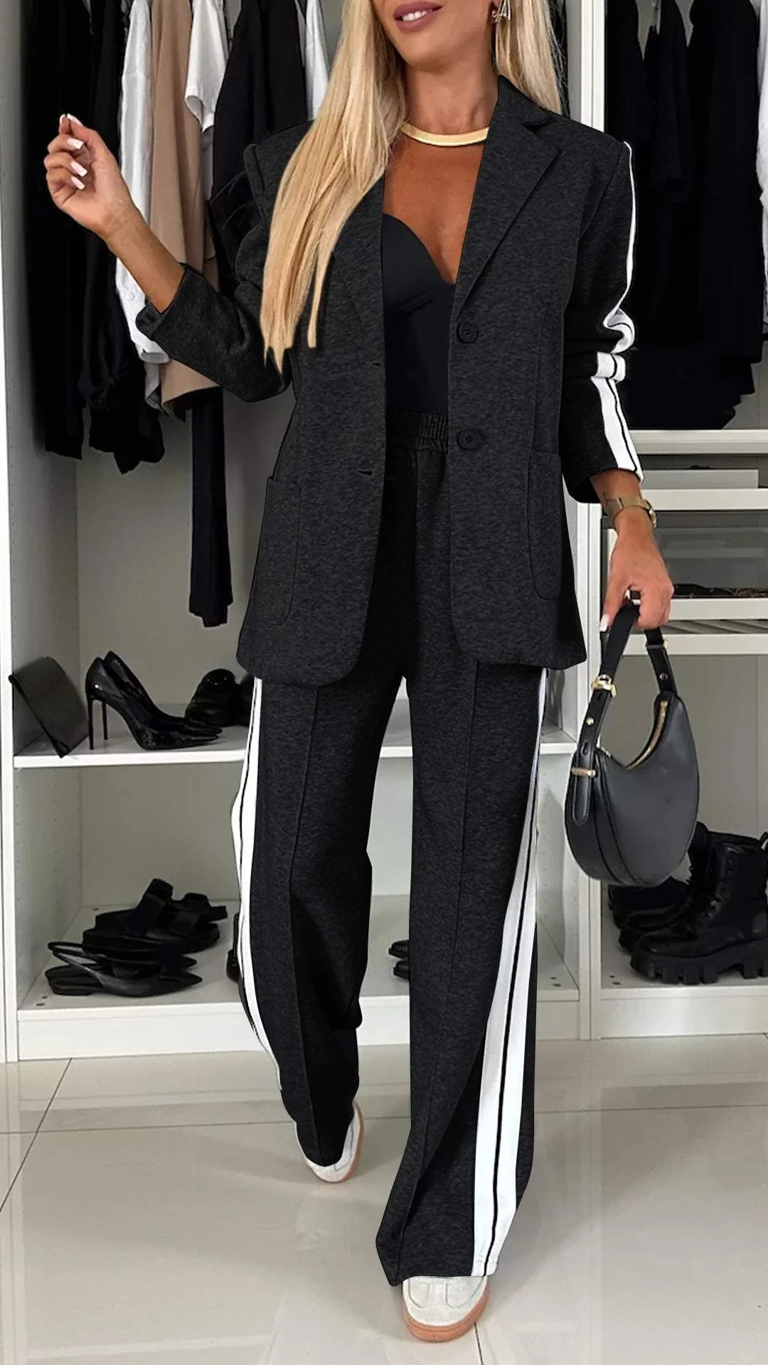 Classic Lapel Long Sleeve Suit Set