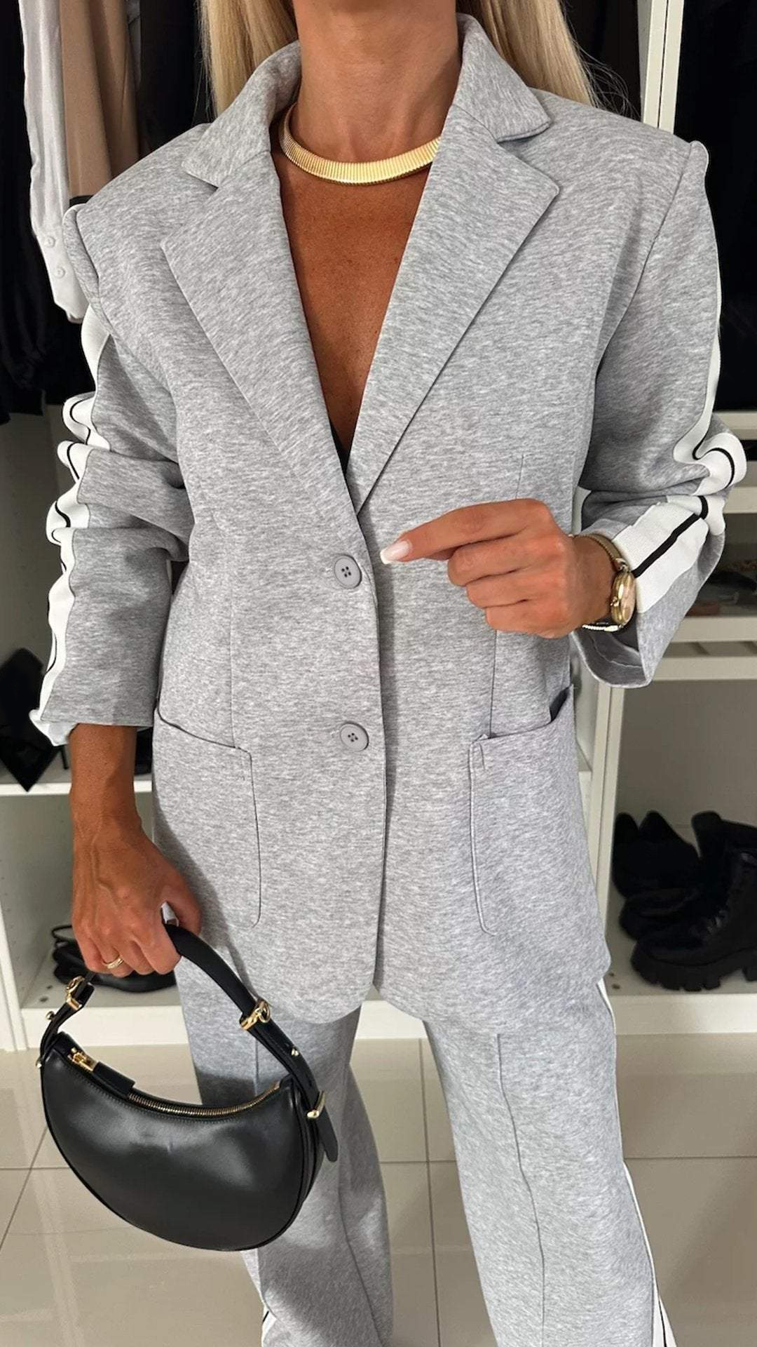 Classic Lapel Long Sleeve Suit Set
