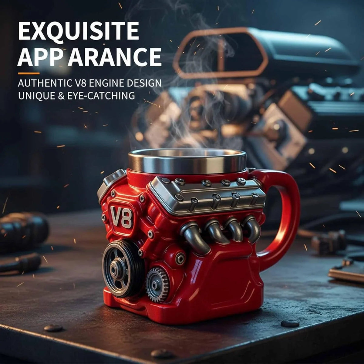 🔥V8 Engine Retro Stainless Steel Coffee Mug