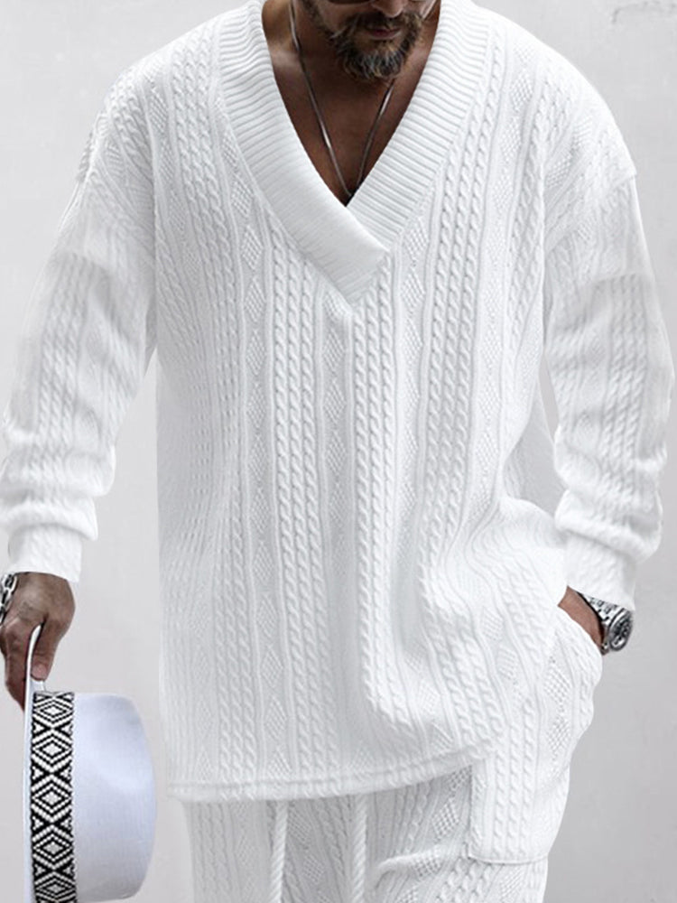 🔥Men's Athletic Jacquard Knit Tracksuit Set