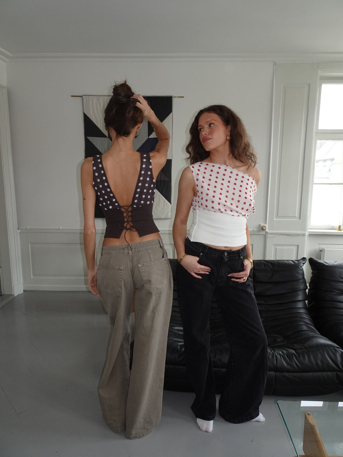 Dapper Dot Brown White Top