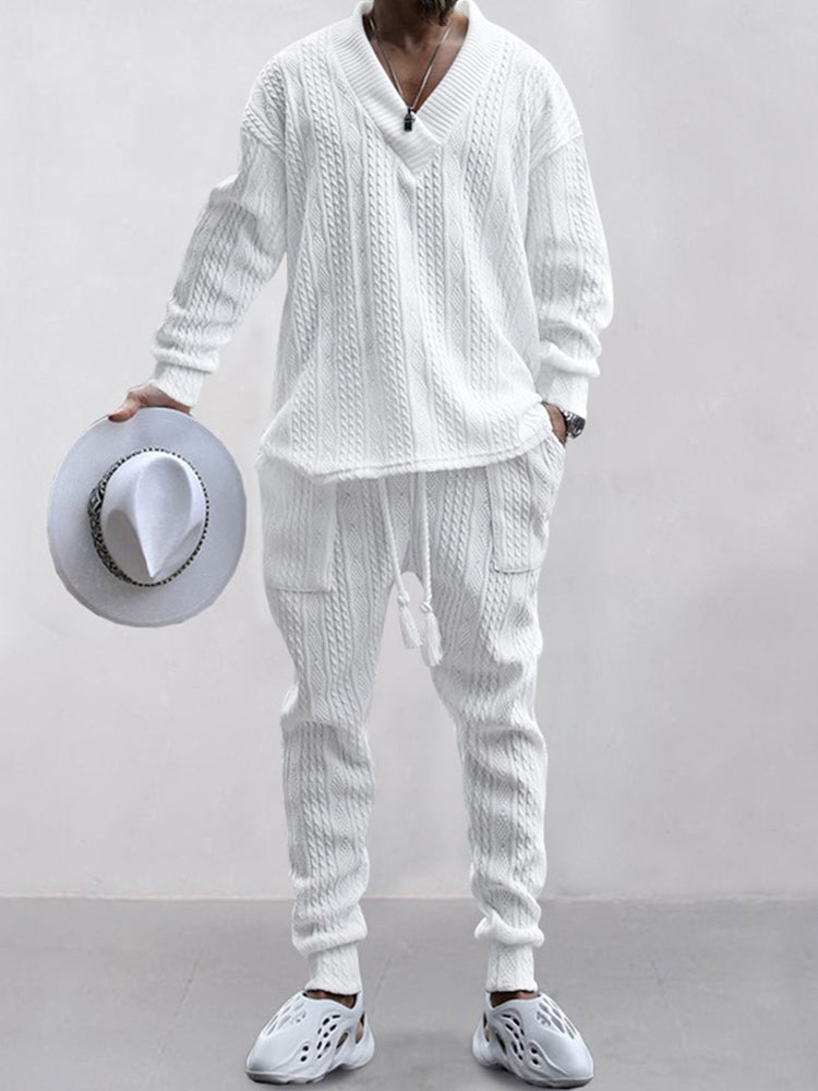 🔥Men's Athletic Jacquard Knit Tracksuit Set