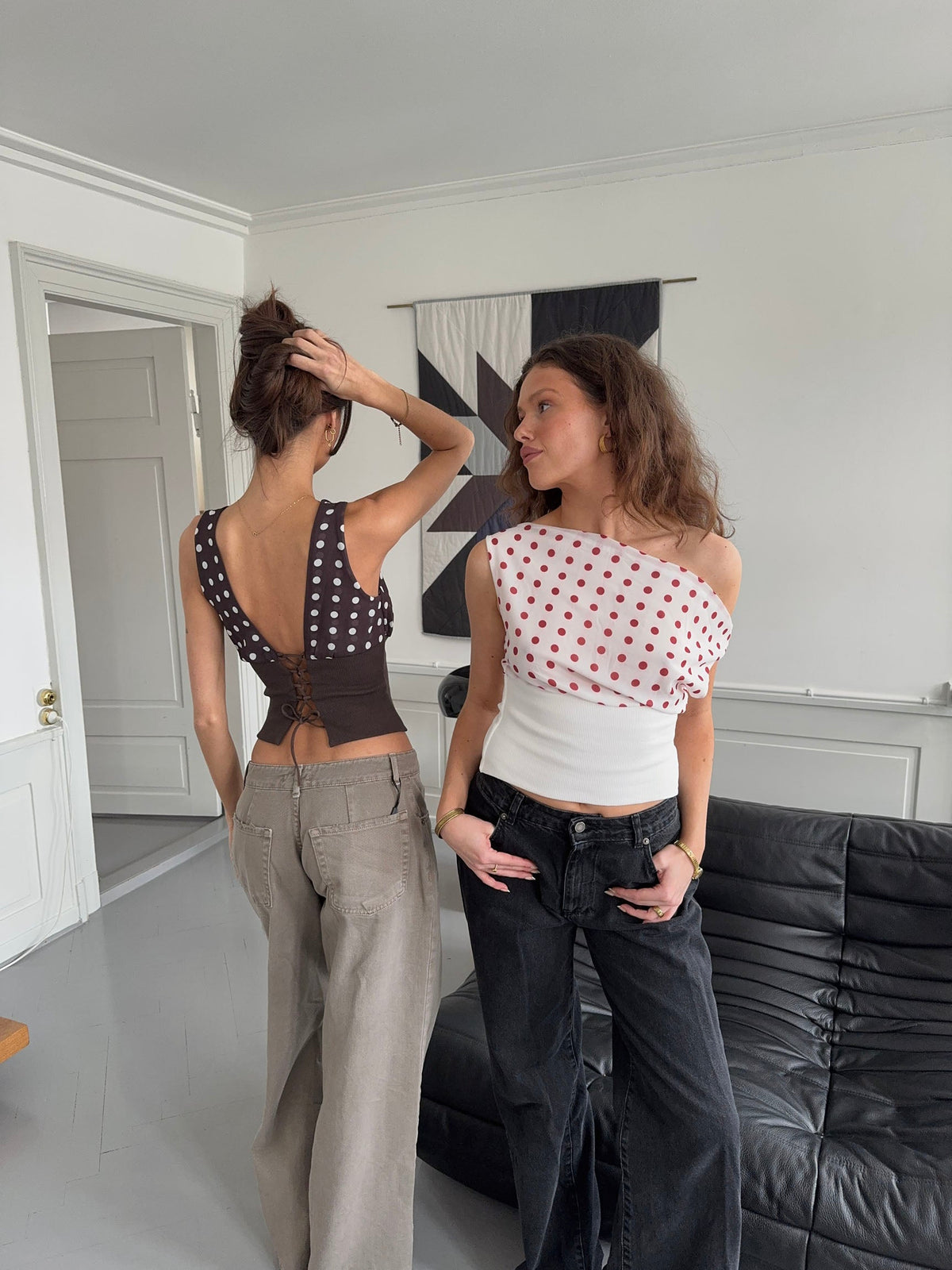 Dapper Dot Brown White Top