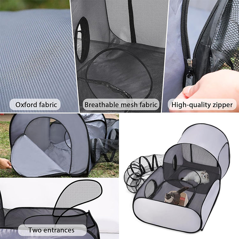 3-in-1 Foldable Pet Playpen with Tunnel