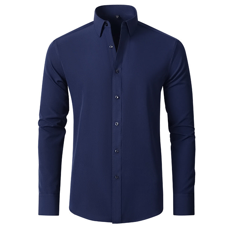 Men's Slim Fit High Stretch Long‑Sleeve Dress Shirt